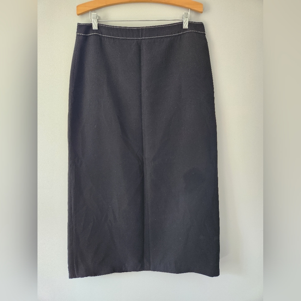Vintage Dahlia Black Lined Polyester Maxi Skirt sz 14